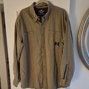 Harley-Davidson Brown Striped Shirt